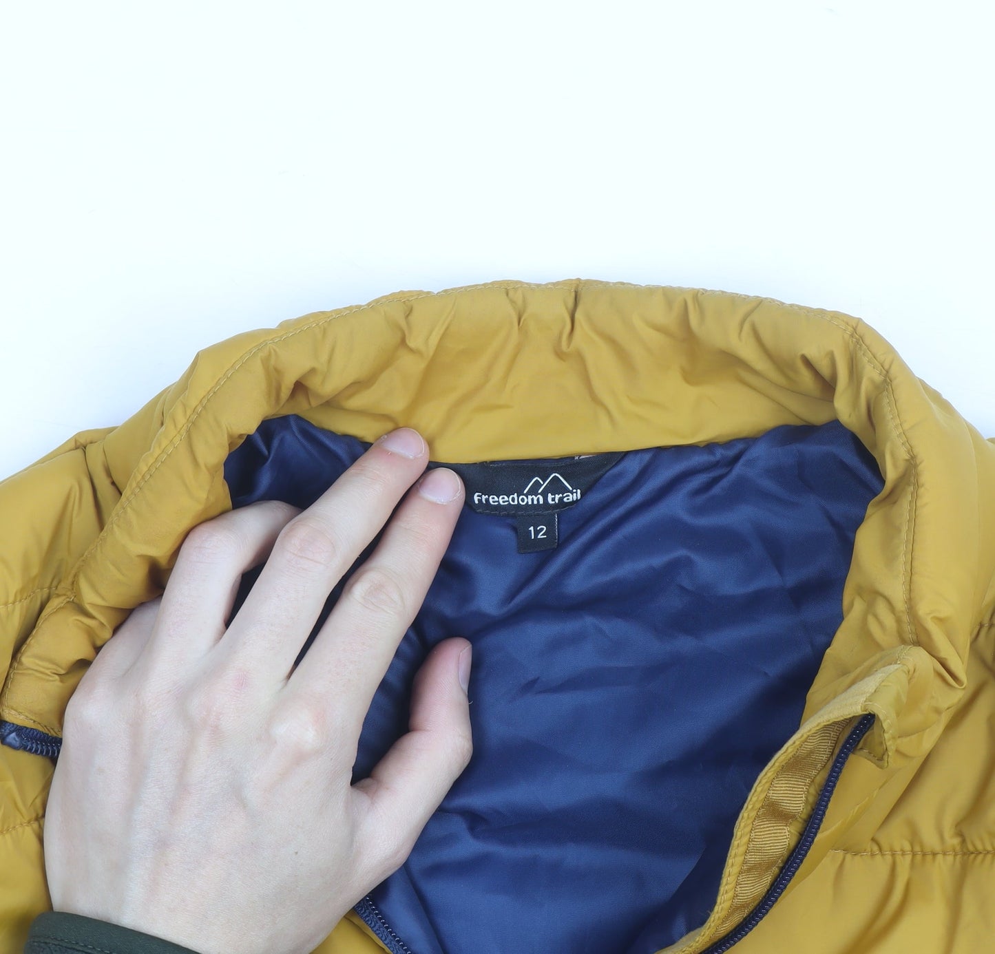 Freedom Trail Womens Yellow Puffer Jacket Size 12 Full Zip Lightweight