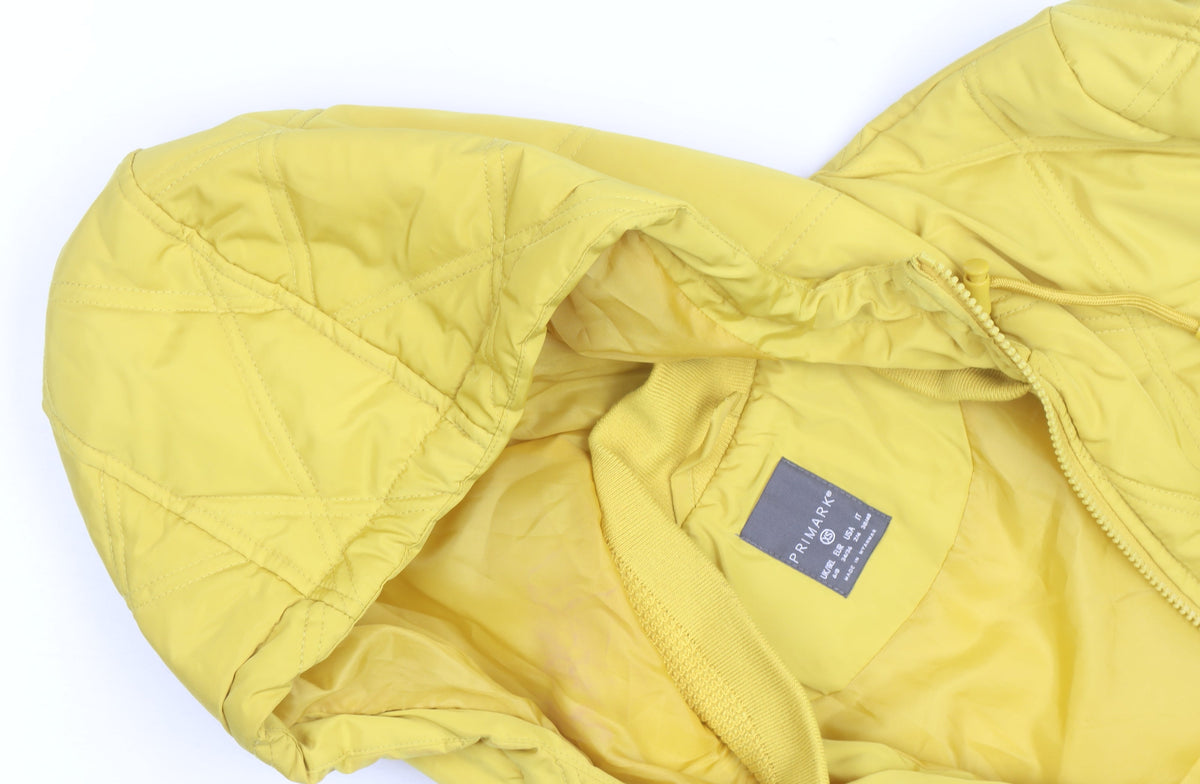 Primark Women’s Yellow Quilted Hooded Puffer Jacket Size M