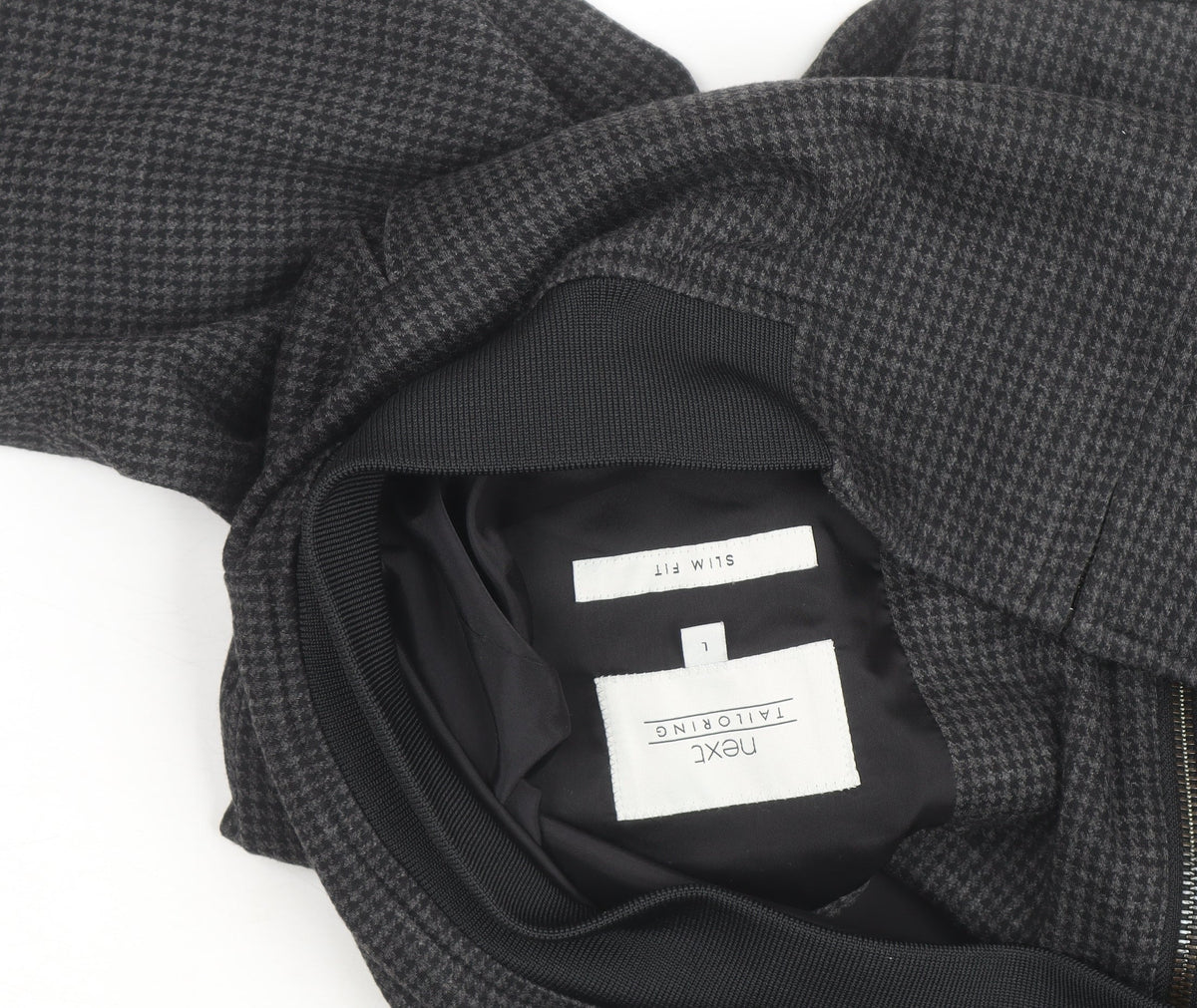 Next Tailoring Mens Grey Houndstooth Slim Fit Bomber Jacket L