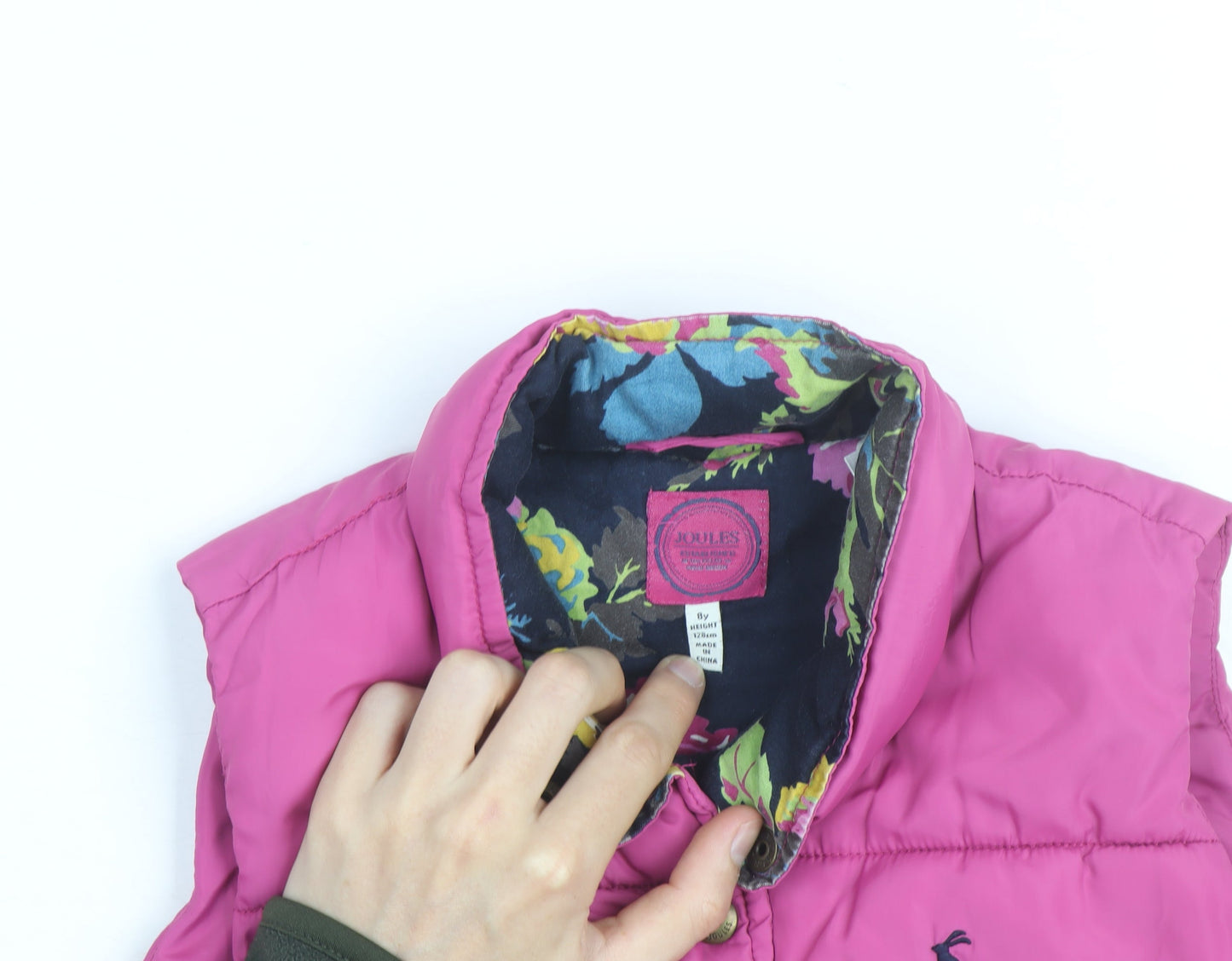 Joules Girls Pink Puffer Waistcoat 8 Years Hooded Lined Gilet