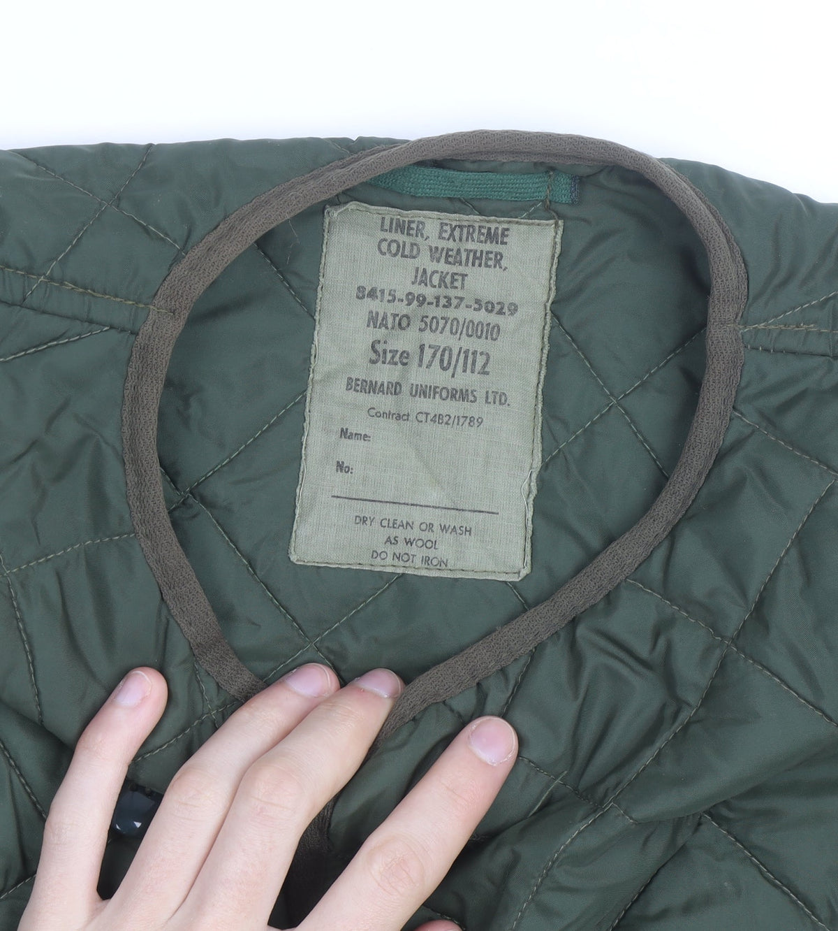 Bernard Uniforms Men’s Green Quilted Cold Weather Military Jacket XL
