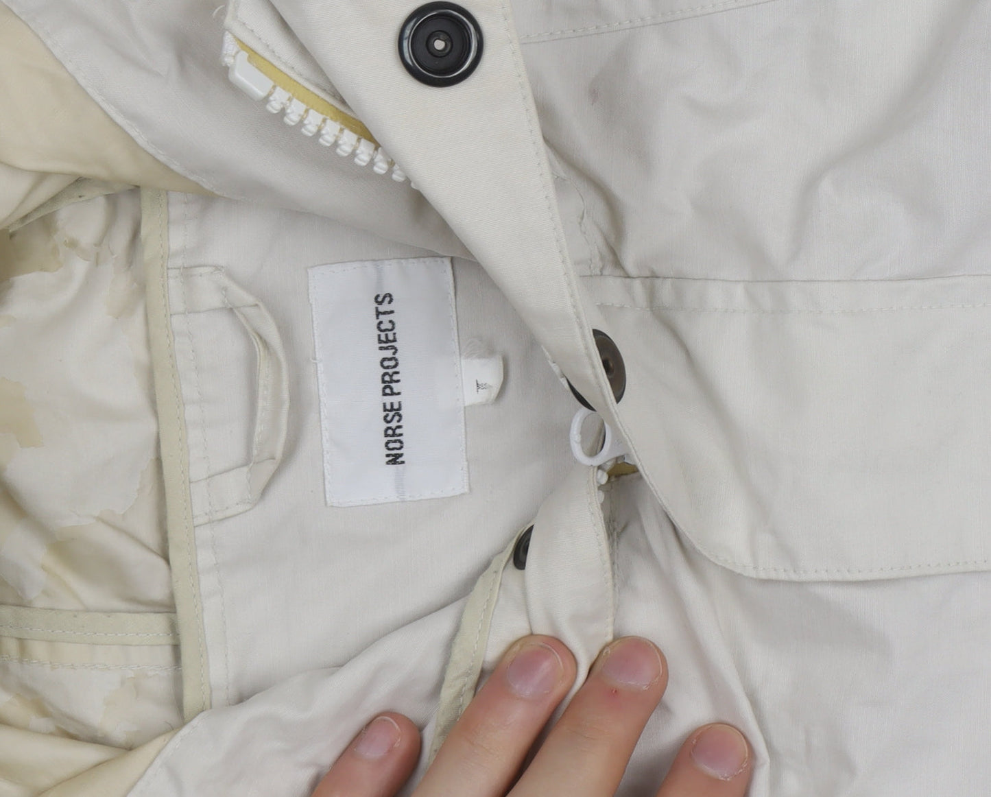 Norse Projects Men's Beige Hooded Parka Jacket Size L