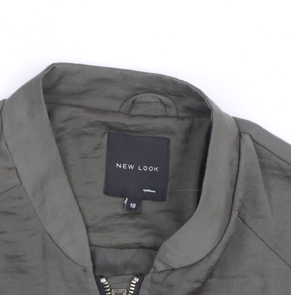 New Look Men’s Green Bomber Jacket S Zip Lightweight Satin