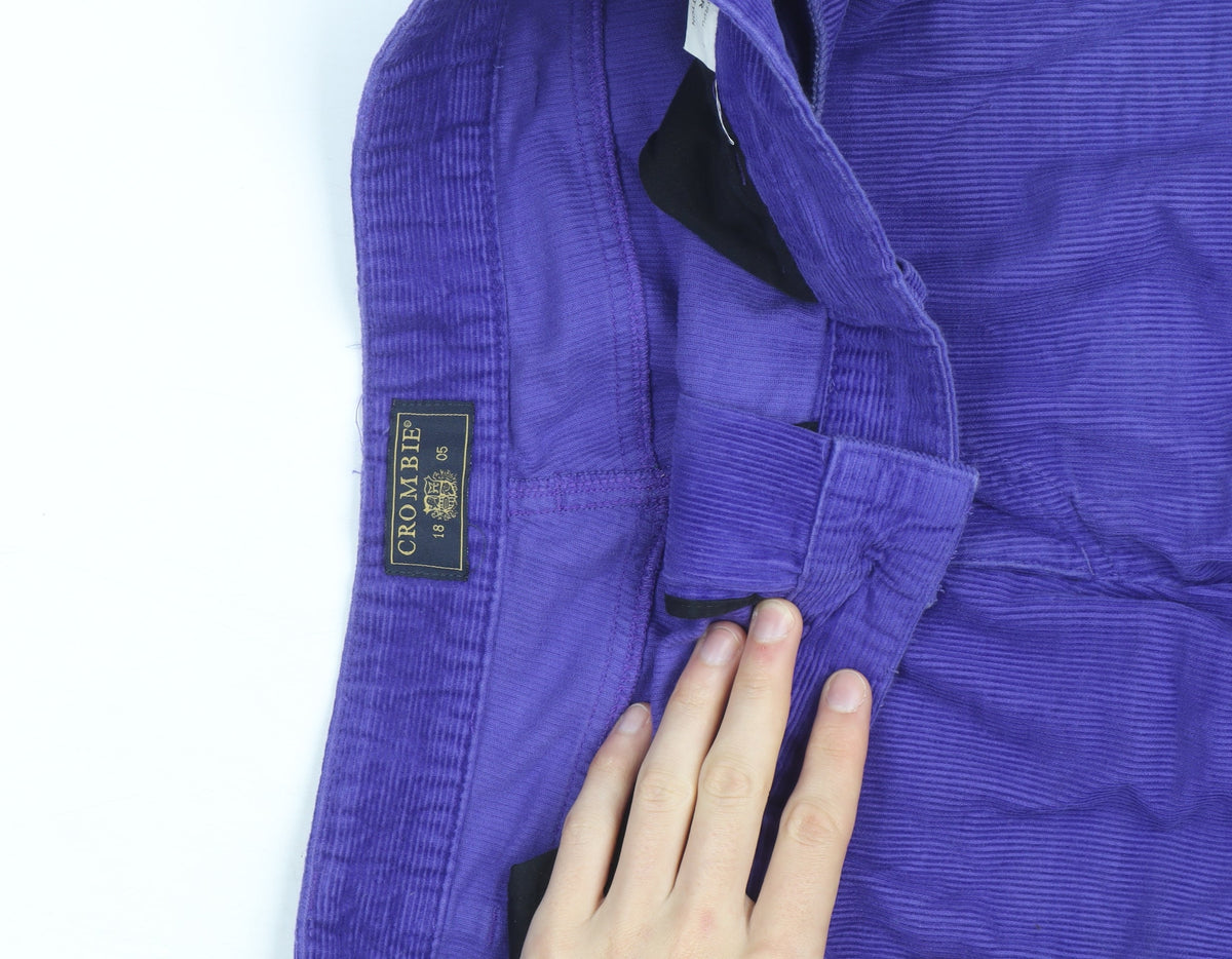Crombie Men's Purple Corduroy Trousers 38R Regular Fit