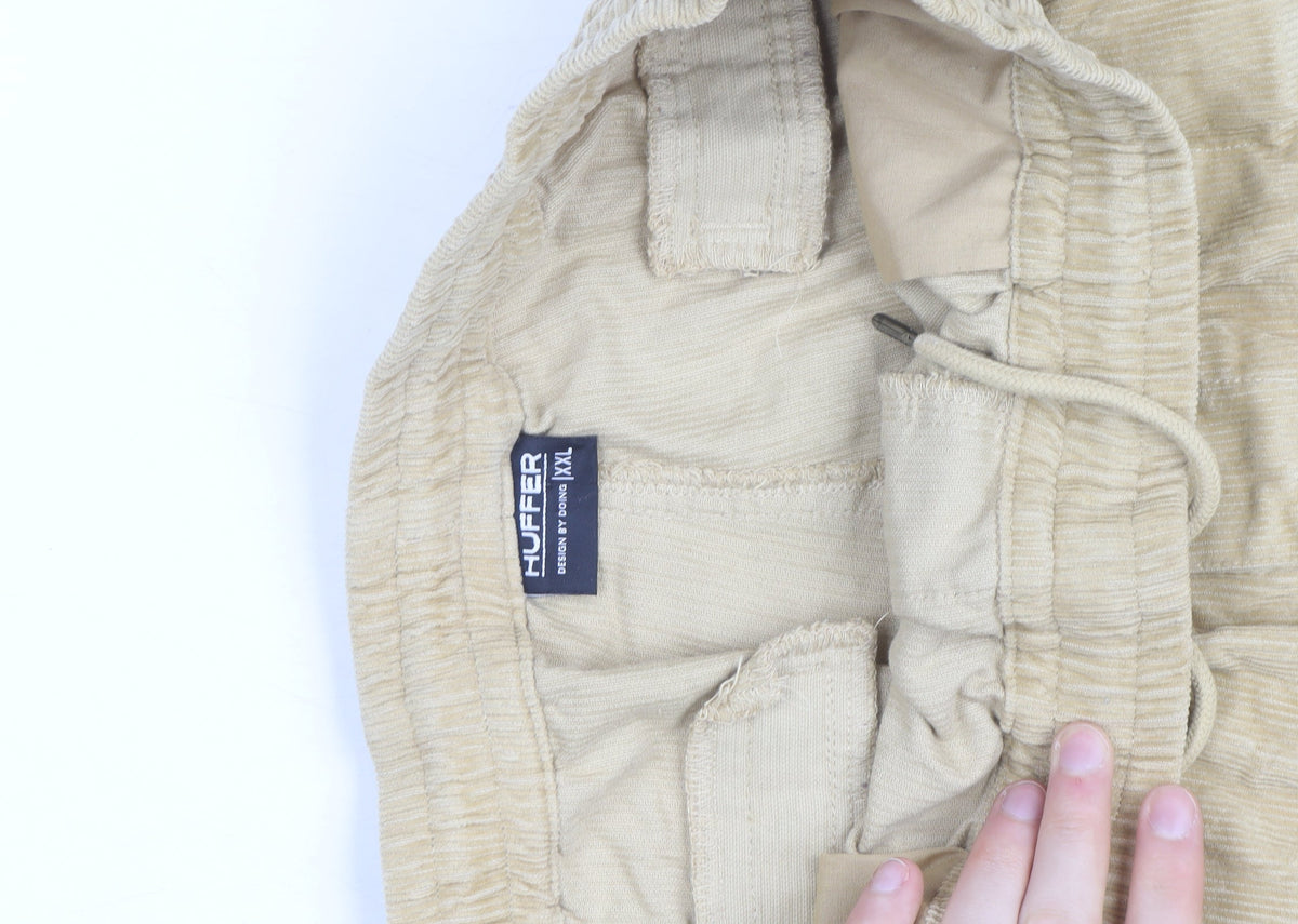 Huffer Men's Beige Corduroy Jogger Trousers 2XL Relaxed Fit