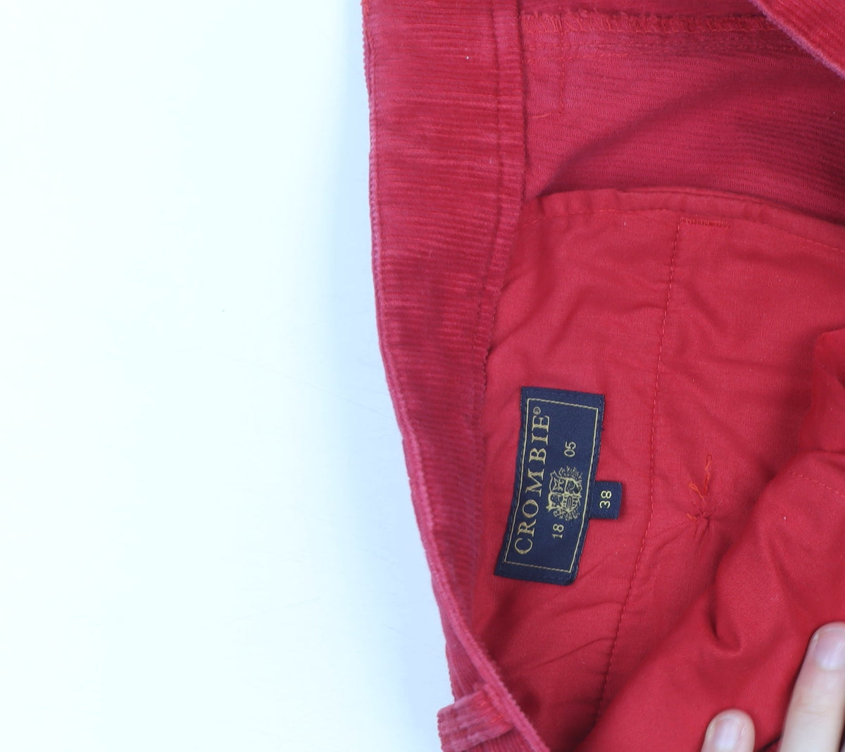 Crombie Men's Red Corduroy Chino Trousers Size 38 Straight Fit