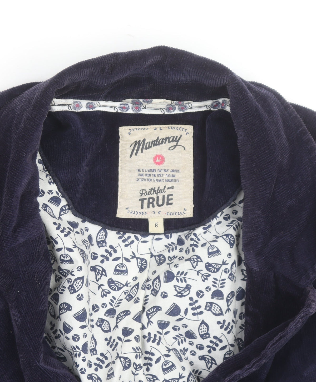 Mantaray Women Navy Blue Corduroy Blazer UK 8 Two-Button Classic Fit