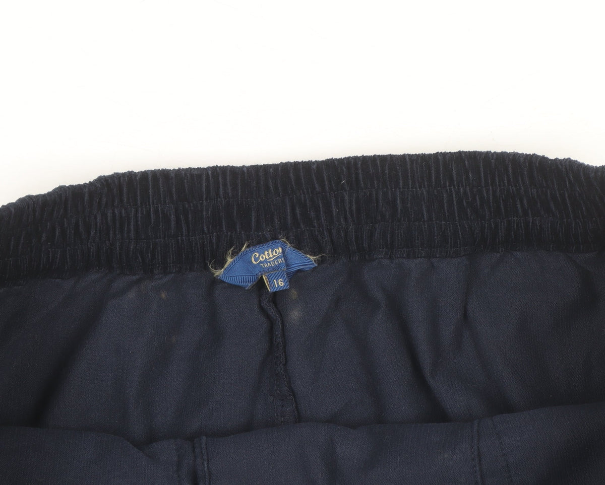 Cotton Traders Womens Blue Corduroy Knee Length Skirt Size 16