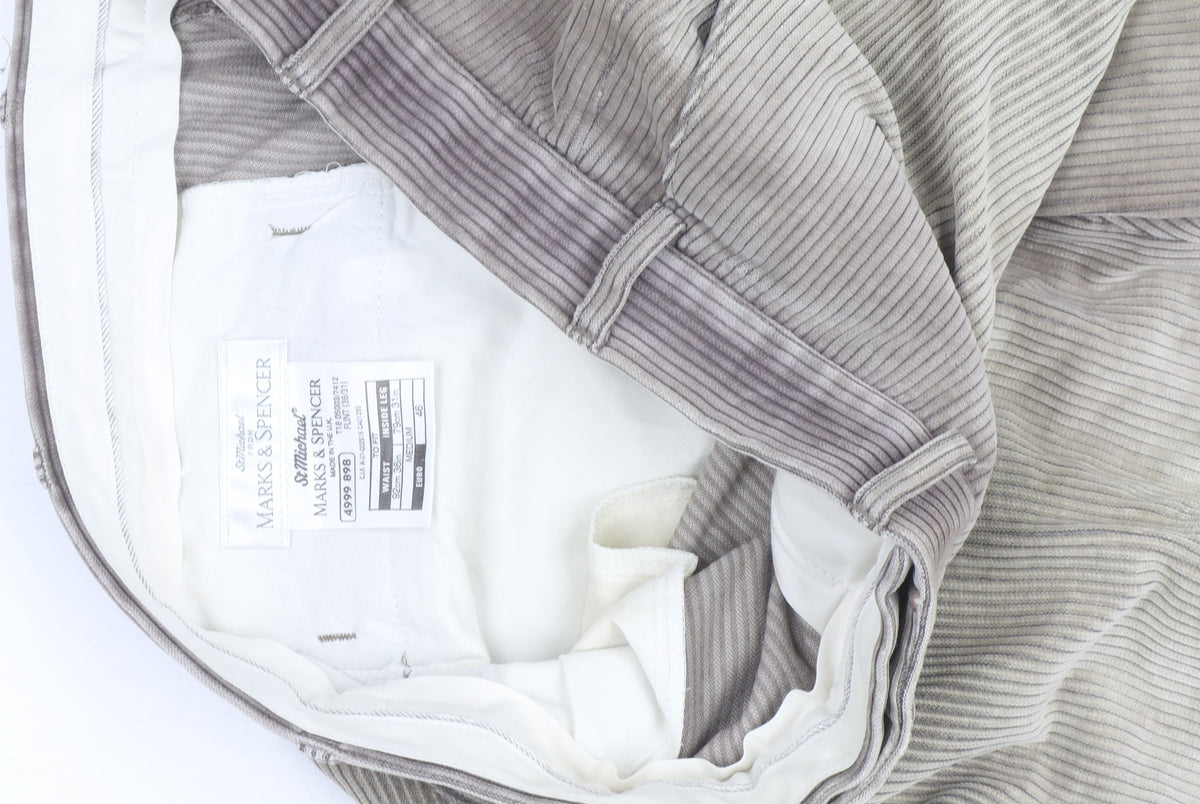 Marks & Spencer Men's Beige Corduroy Trousers Size 36 Regular Fit