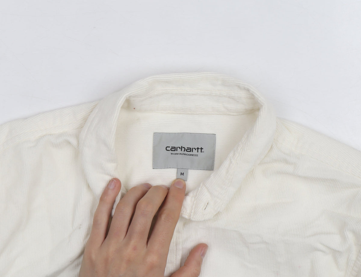 Carhartt Men’s Ivory Corduroy Button-Up Long Sleeve Shirt M
