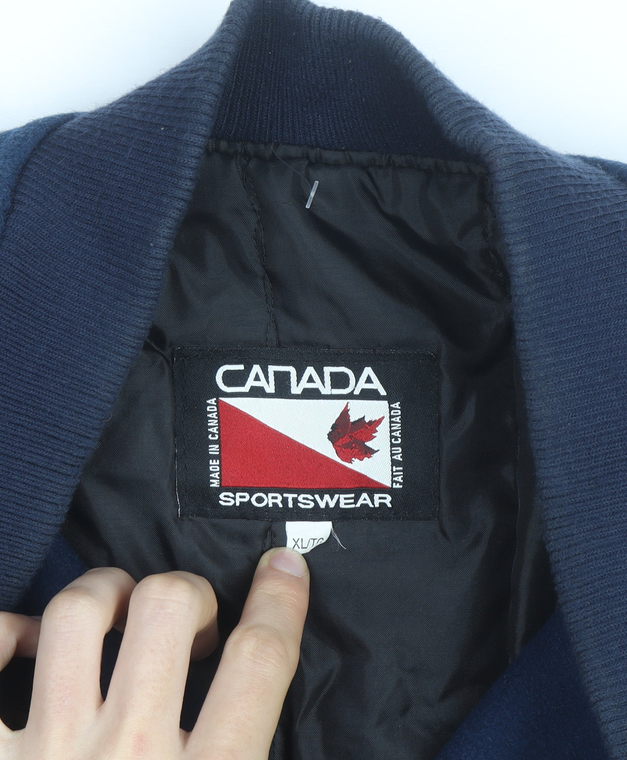 Canada Sportswear Men's Blue Wool Leather NYPD Varsity Jacket XL