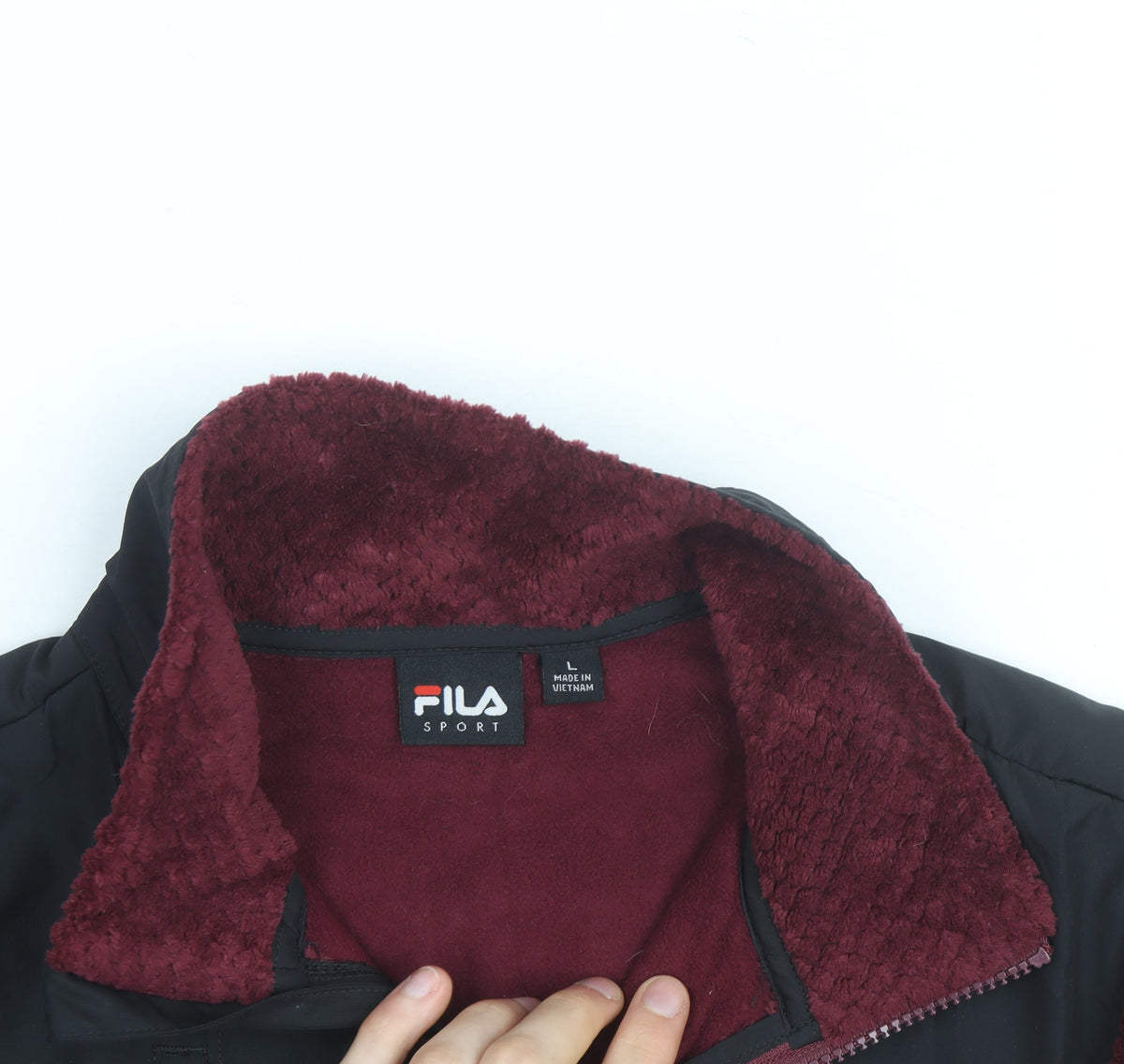 Fila Sport Men's Red Faux Fur Fleece Full Zip Active Jacket L