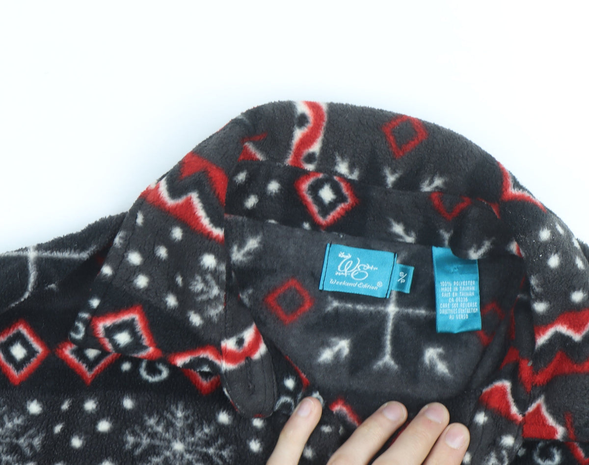 Weekend Edition Men's Multicoloured Fleece Jacket Size M Fair Isle Pattern