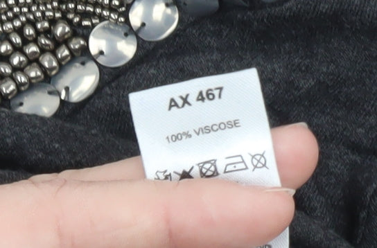 Changes Boutique Women’s Grey Beaded V-Neck Shift Dress Size 14