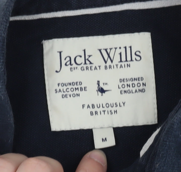 Jack Wills Men's Navy Long Sleeve Polo T-Shirt Size M Cotton Classic Fit