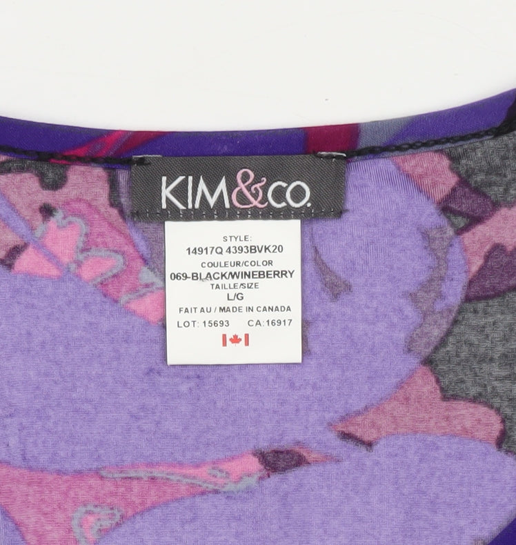 Kim & Co Women’s Multicoloured Floral Tunic Top Size L 3/4 Sleeve