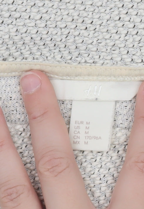 H&M Women Beige Cotton Knit Long Sleeve Pullover Top Size 12