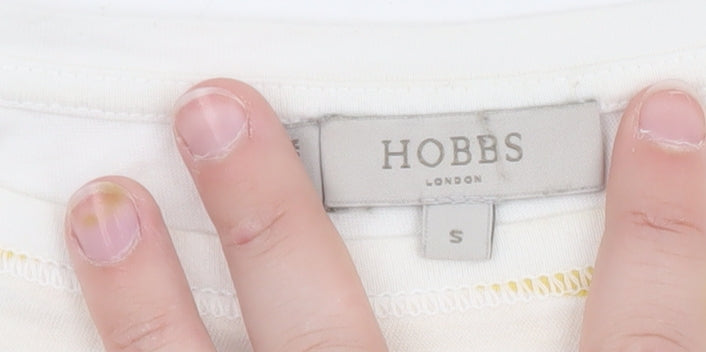 Hobbs Womens Yellow White Striped Cotton 3/4 Sleeve Boat Neck T-Shirt Size S