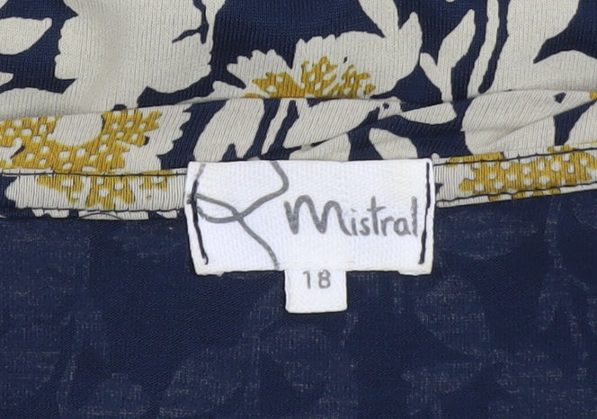 Mistral Womens Blue Floral Cotton Knee Length Shift Dress Size 18