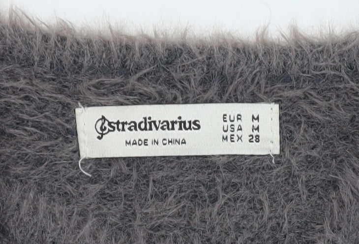 Stradivarius Women's Grey Fuzzy Knit Camisole Tank Top Size M