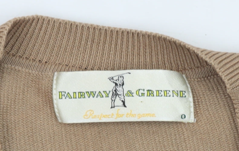 Fairway & Greene Men's Beige Cotton V-Neck Golf Vest L