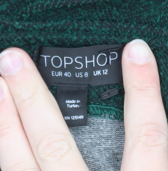 Topshop Women Green Size 12 Pinafore Dress with Pockets