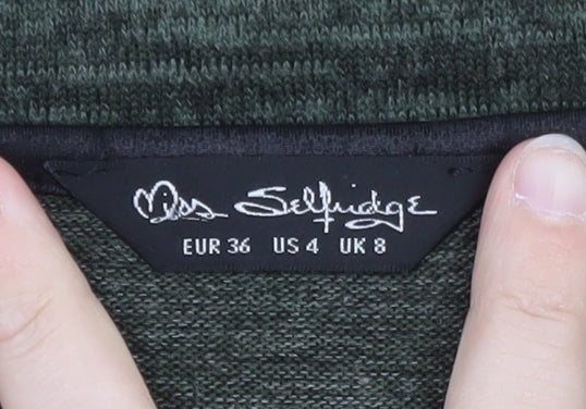 Miss Selfridge Women’s Green Bodycon Dress Size 8 Short Sleeve V-Neck