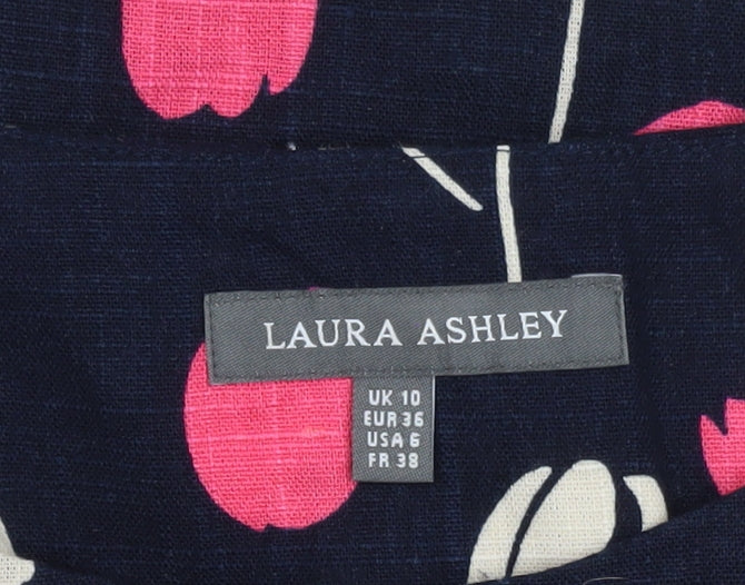 Laura Ashley Women's Multicoloured Floral Cotton Sleeveless Shift Dress UK 10