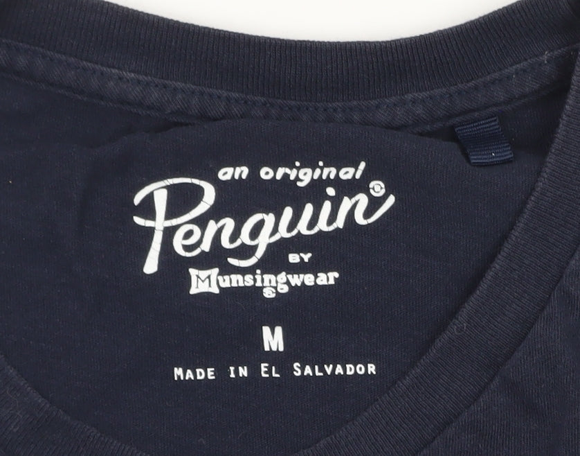 Original Penguin Men's Blue Rainbow Penguin Graphic Cotton T-Shirt M