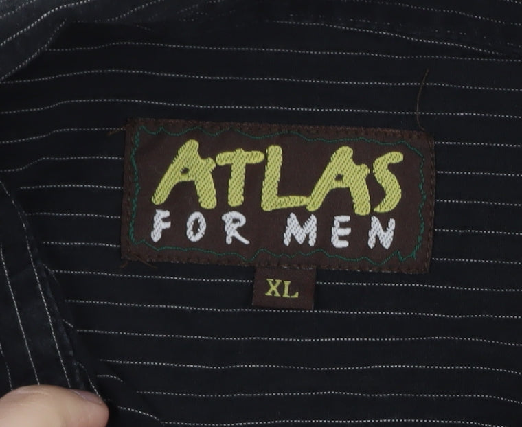 Atlas For Men Black Striped Long Sleeve Button-Up Shirt Size XL