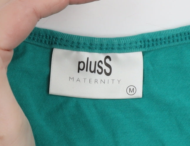 plusS Maternity Green Jersey Short Sleeve T-Shirt Dress Size M