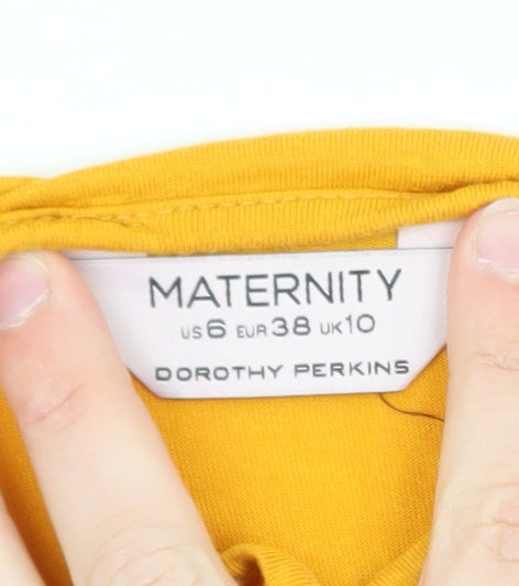 Dorothy Perkins Maternity Yellow Tunic Top UK 10 3/4 Sleeve Cotton