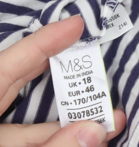 Marks & Spencer Women’s Blue Striped Long Sleeve Boat Neck Top Size 18