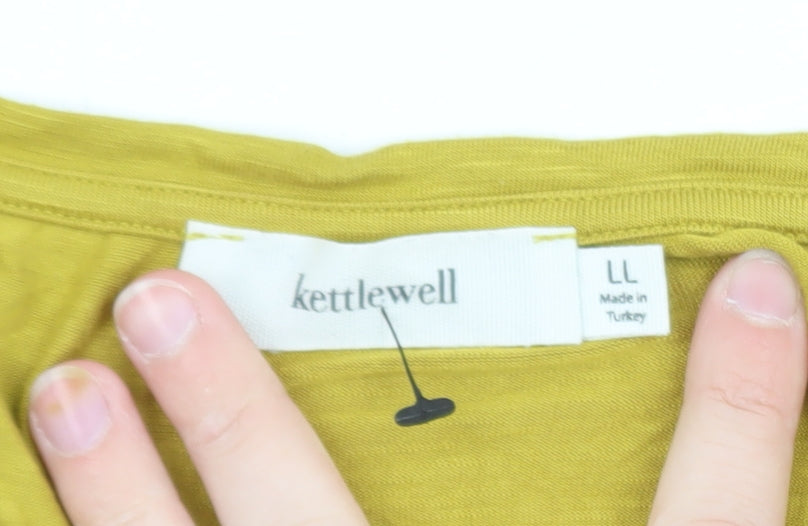 Kettlewell Women's Yellow Cotton V-Neck Short Sleeve Top Size L