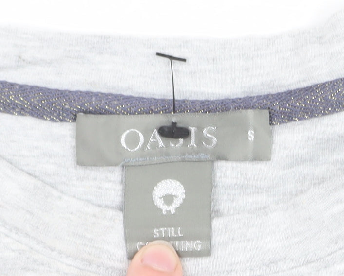 Oasis Women’s Grey Sequin Star Long Sleeve T-Shirt Size S