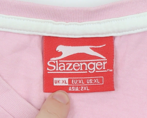 Slazenger Men's Pink Crew Neck Short Sleeve Cotton T-Shirt XL