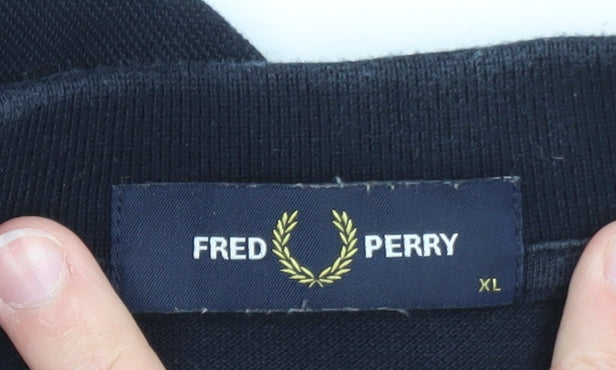 Fred Perry Men's Blue XL Long Sleeve Cotton Polo Shirt
