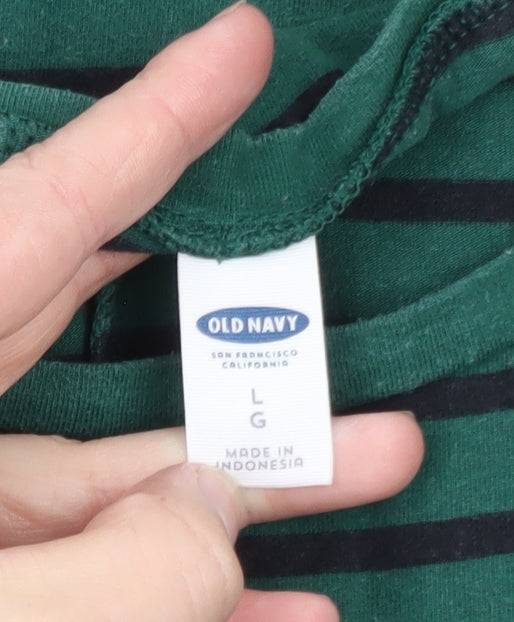 Old Navy Women's Green Striped T-Shirt Dress Size L