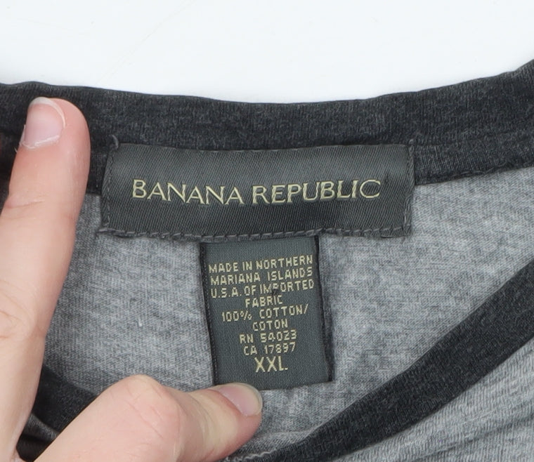 Banana Republic Men's Grey Long Sleeve Raglan Cotton T-Shirt XXL