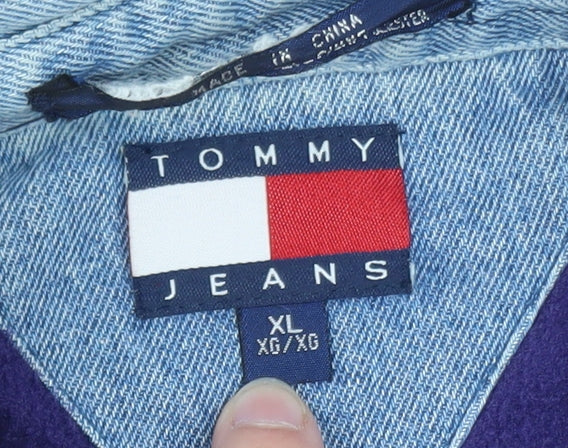 Tommy Jeans Men's Purple Fleece Shirt Jacket XL Classic Denim Collar