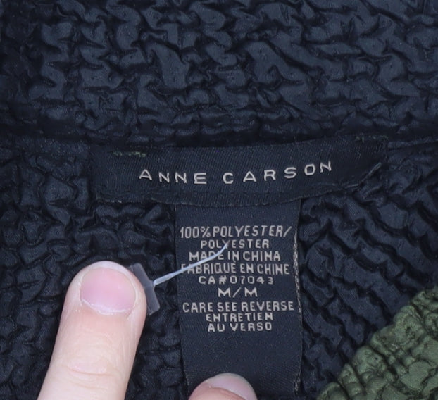 Anne Carson Women Green Textured Floral Suit Jacket Size M