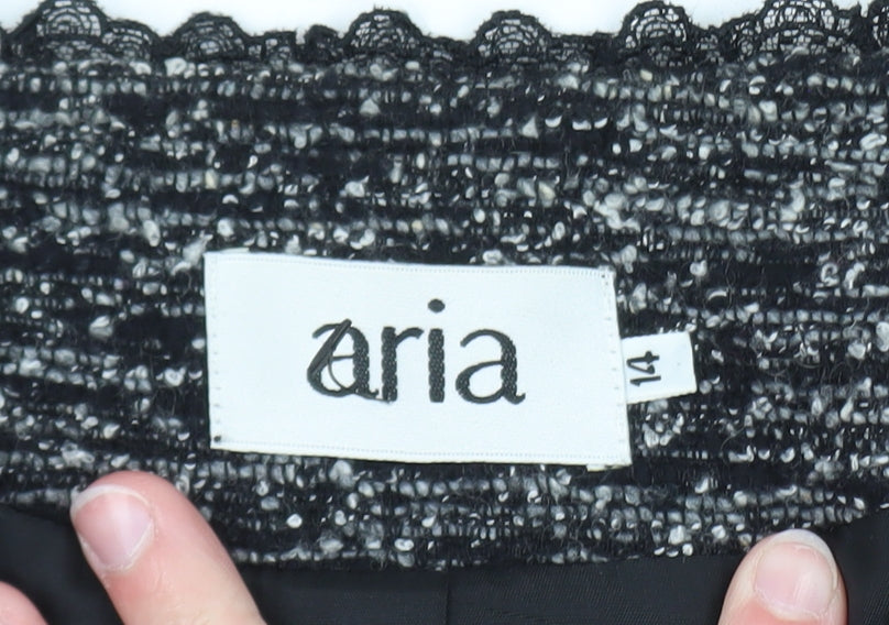 Aria Women's Black Bouclé Tailored Blazer Jacket Size 14