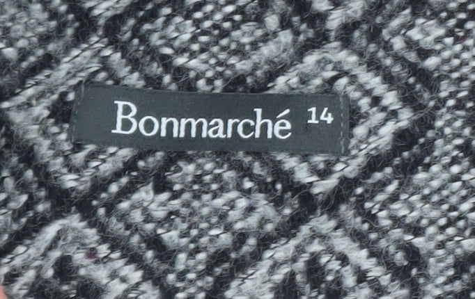 Bonmarché Women’s Grey Geometric Mid-Length Coatigan Size 14