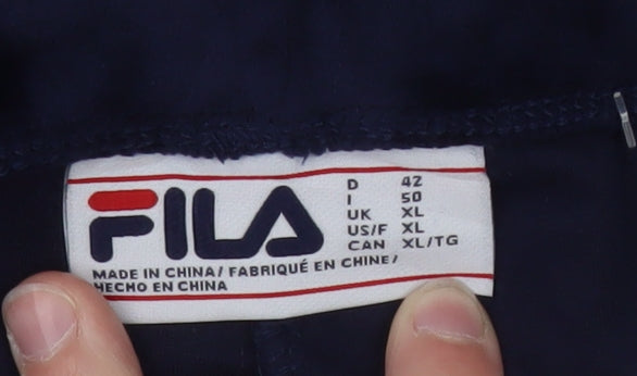 Fila Women's Blue Velour Leggings XL Sports Comfort Fit