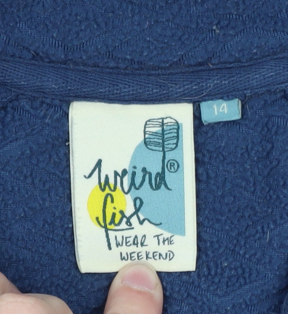 Weird Fish Womens Blue Fleece Full Zip Jacket Size 14