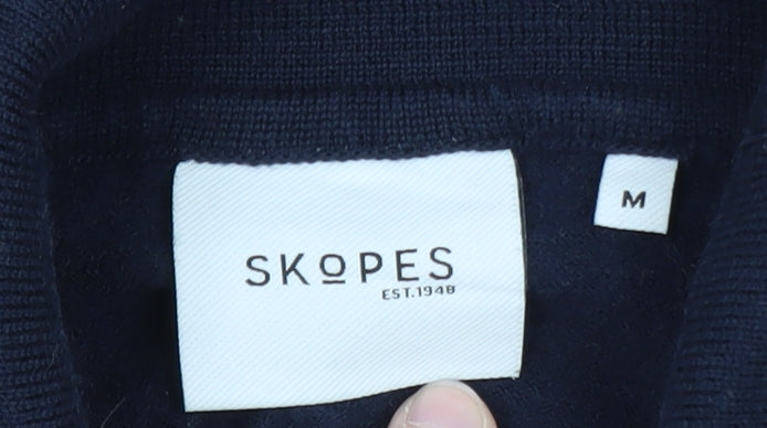 Skopes Men's Blue Collared Wool Henley Jumper M