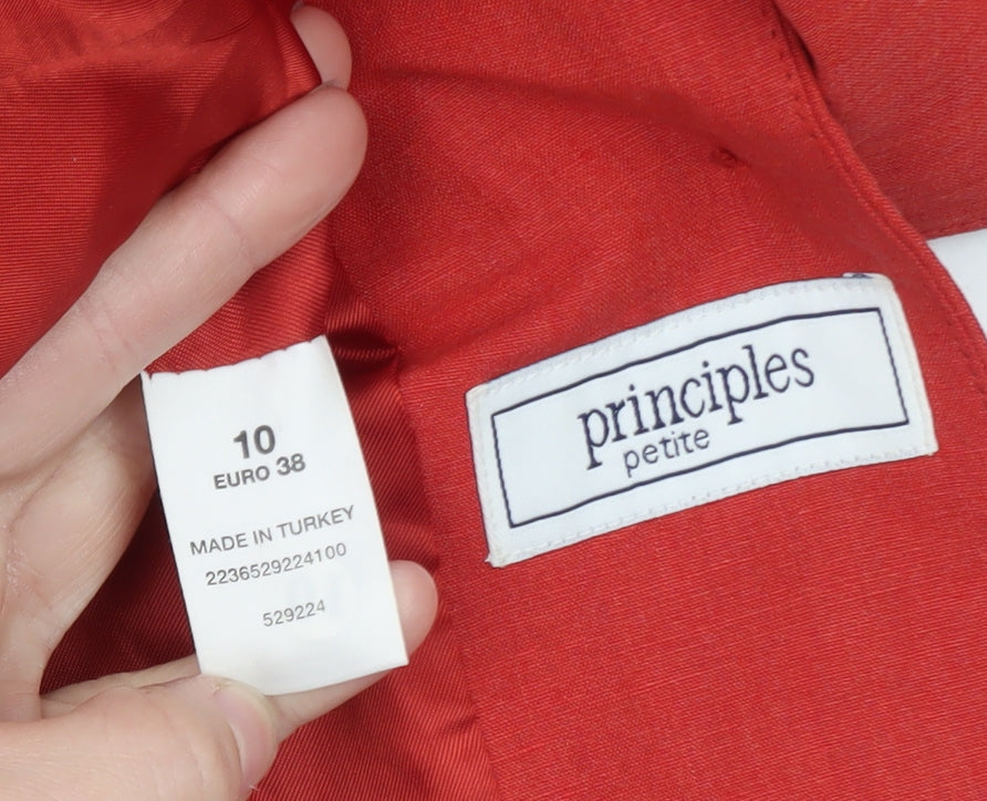 Principles Petite Red Linen Blend Single-Breasted Blazer Size 10