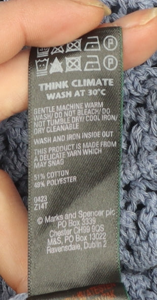 Marks & Spencer Womens Blue Open-Knit Cotton Blend Jumper Size L