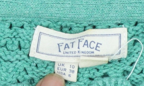 FatFace Womens Green Cotton Knit Crew Neck Jumper UK 10