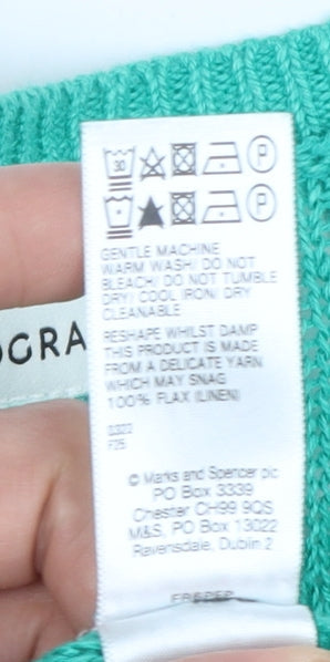 Marks & Spencer Autograph Green V-Neck Linen Women's Jumper Size 10